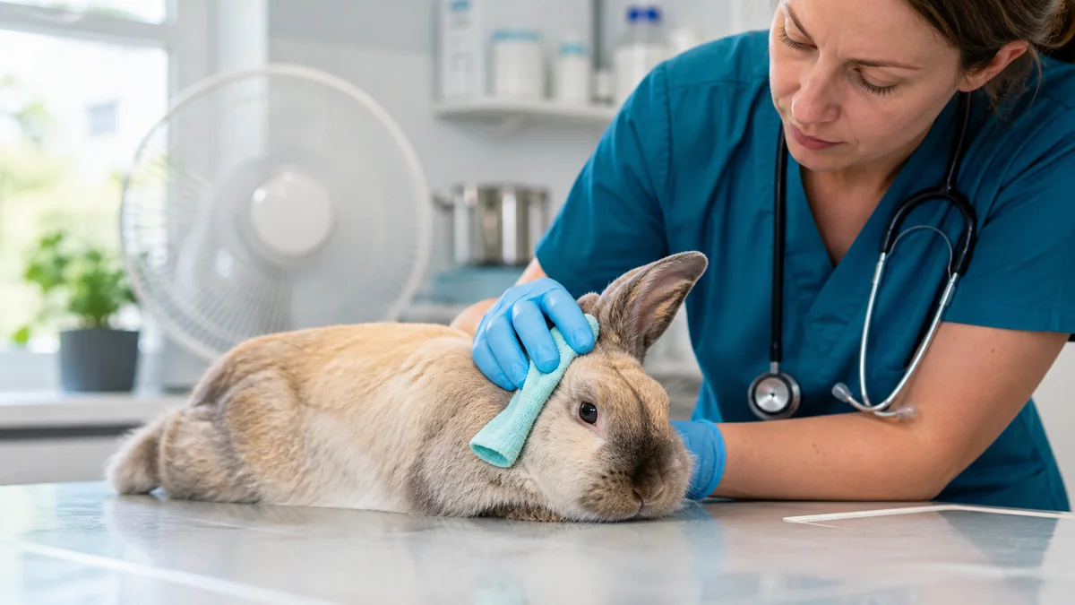 Lapin allongé sur le flanc, signe possible de coup de chaleur
