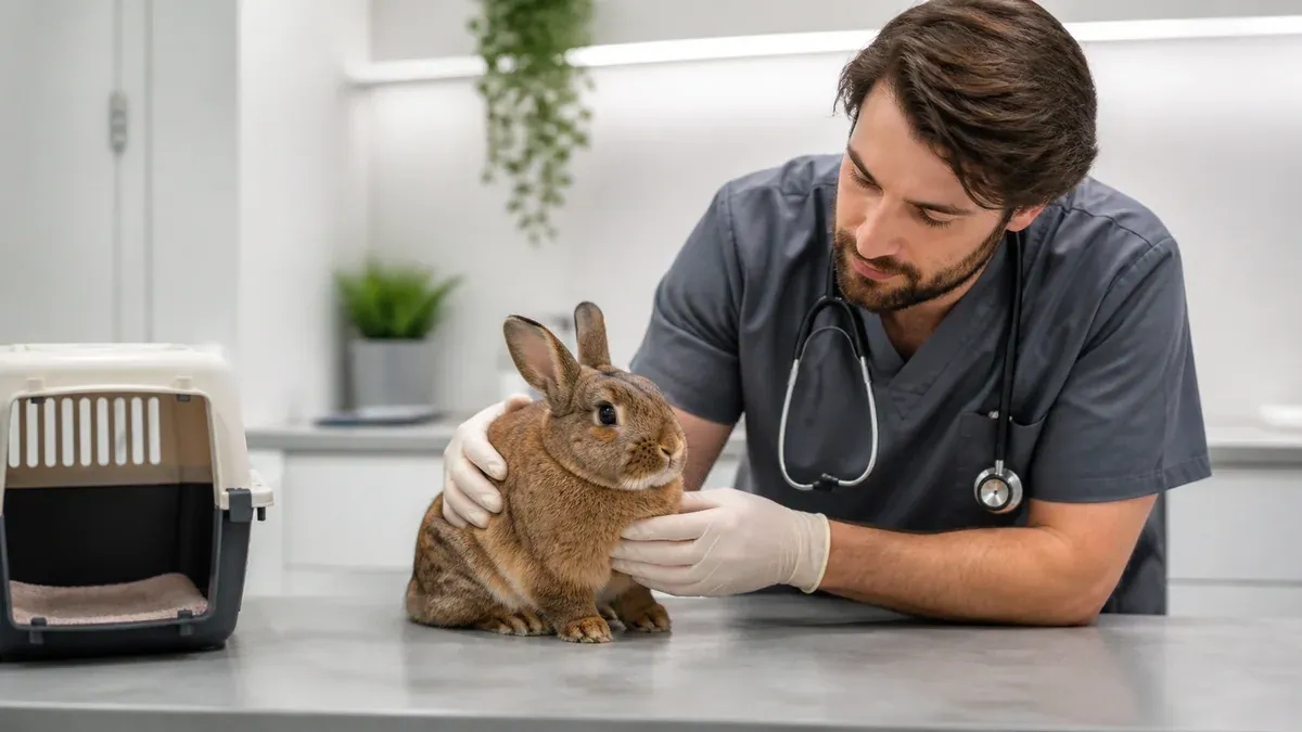Lapin mâle adulte dans son enclos