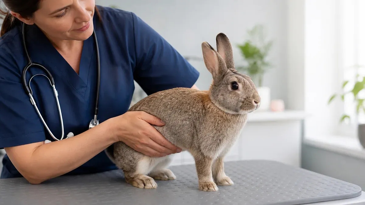Lapine adulte dans son enclos