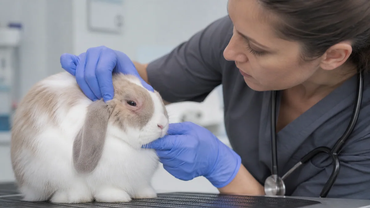 Lapin avec oedème facial caractéristique de la myxomatose