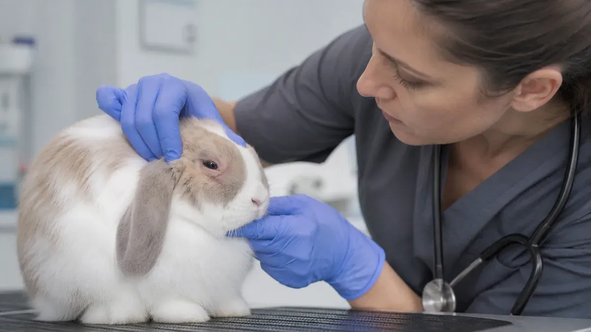 Lapin avec oedème facial caractéristique de la myxomatose