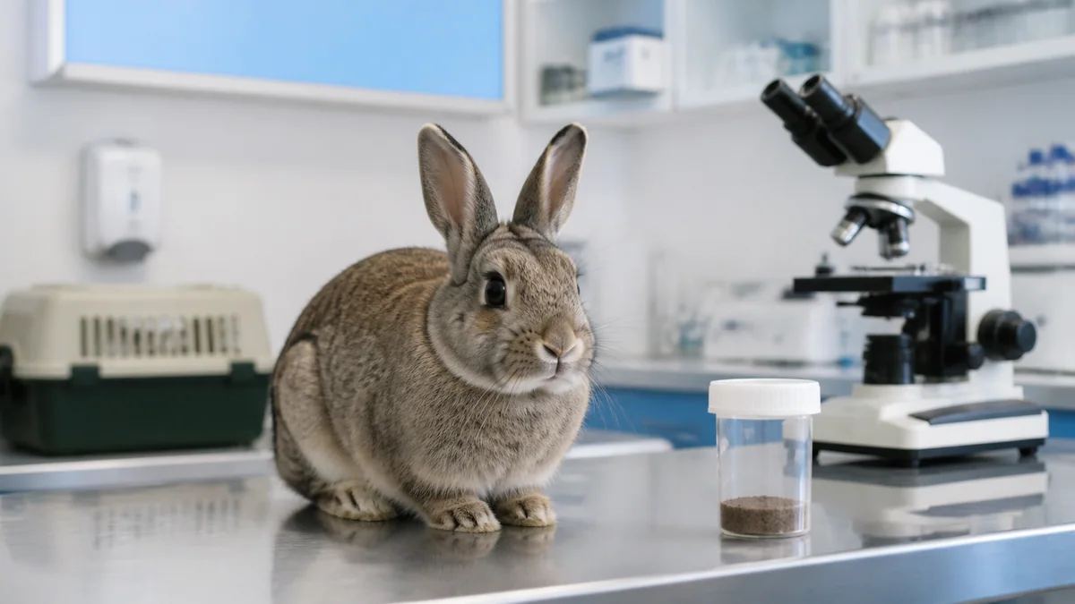 Lapin nain dans un enclos propre, illustrant la prévention des parasites intestinaux